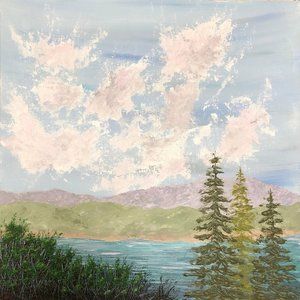 Serenity 12 x 12 Acrylic Painting, Peaceful Scene